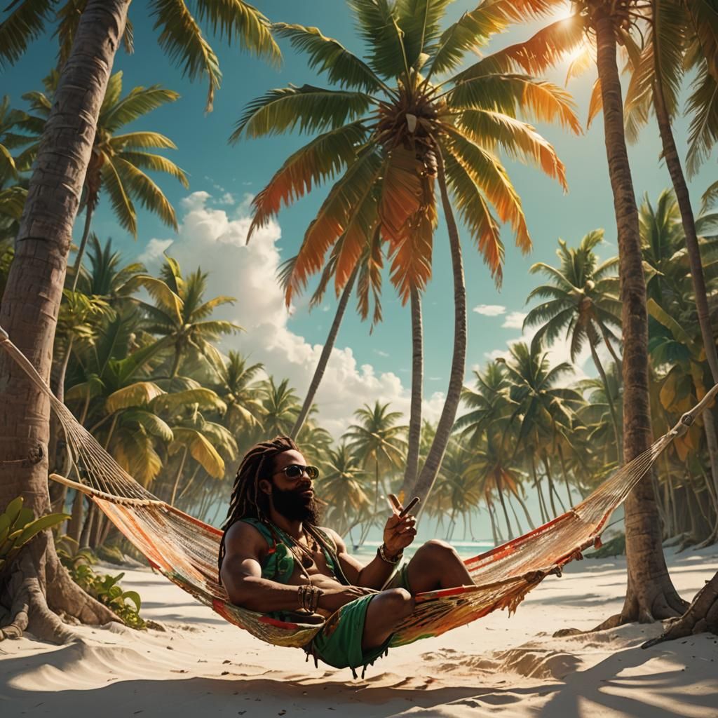Tropical Paradise Beach Hideout in Splash Art Style