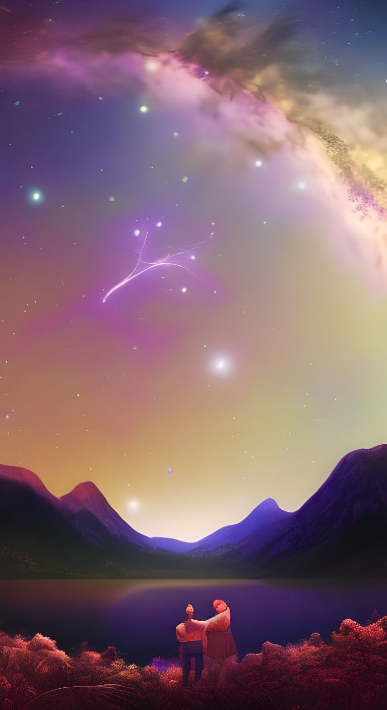 Enchanted Milky Way Landscape with Stargazers