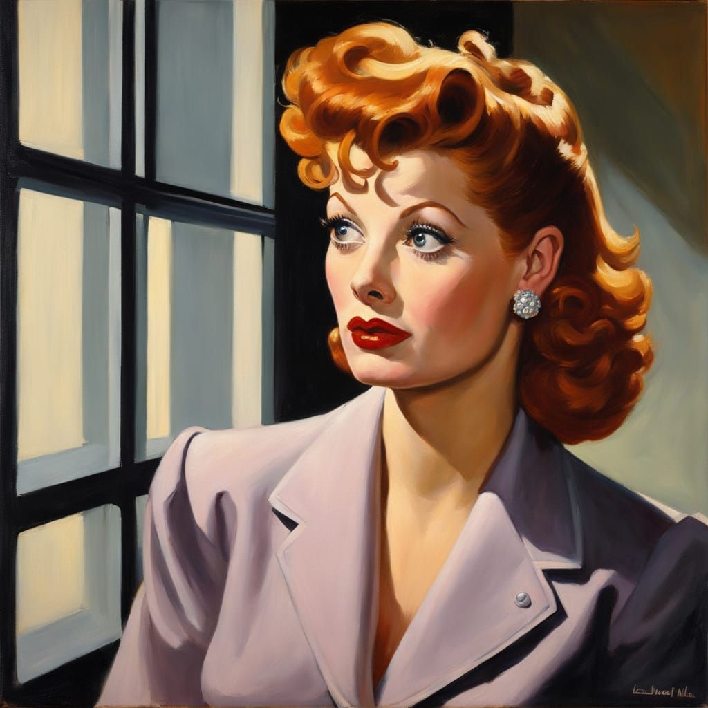 Film Noir Portrait of Lucille Ball in an Office