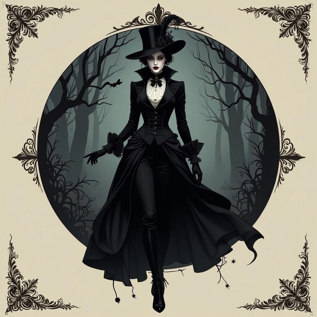 Mysterious Victorian Lady in Dark Ambiance