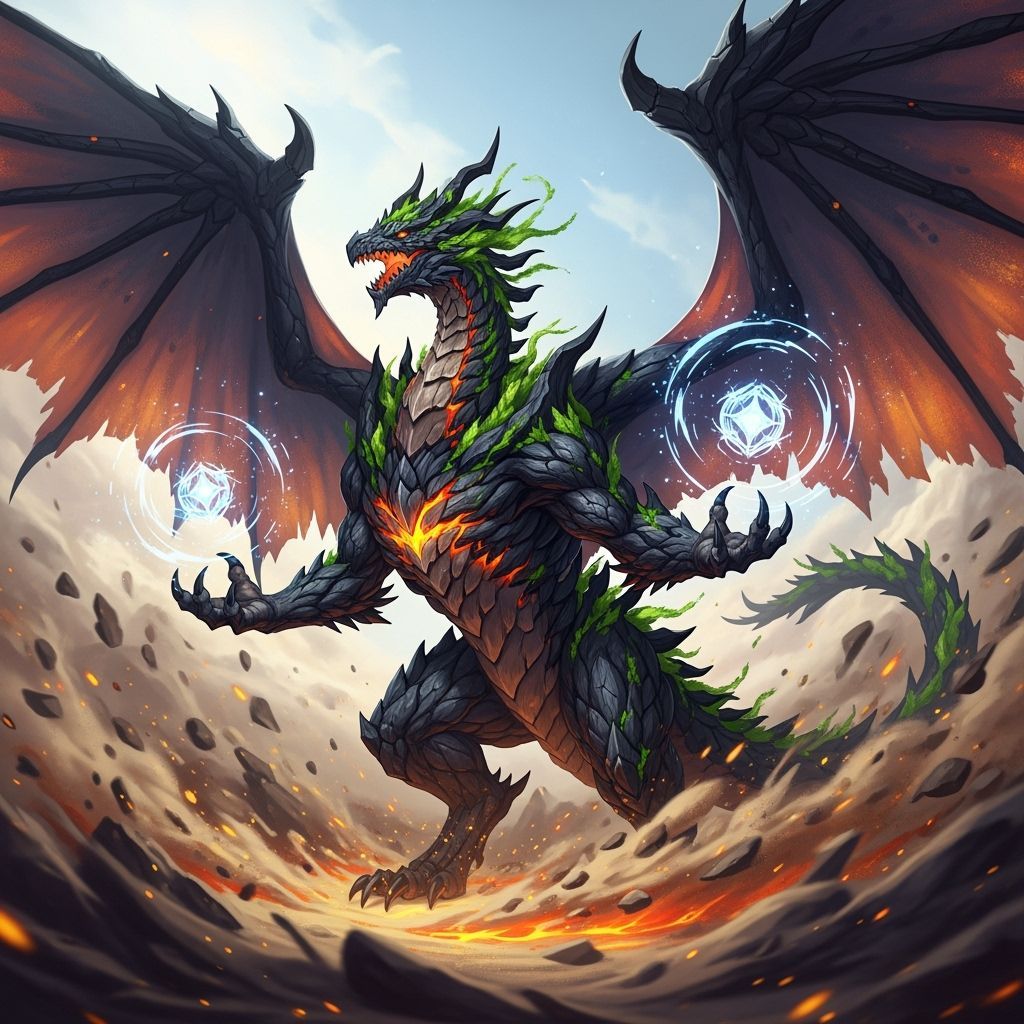 Majestic Black Wood Dragon in Earth Aura