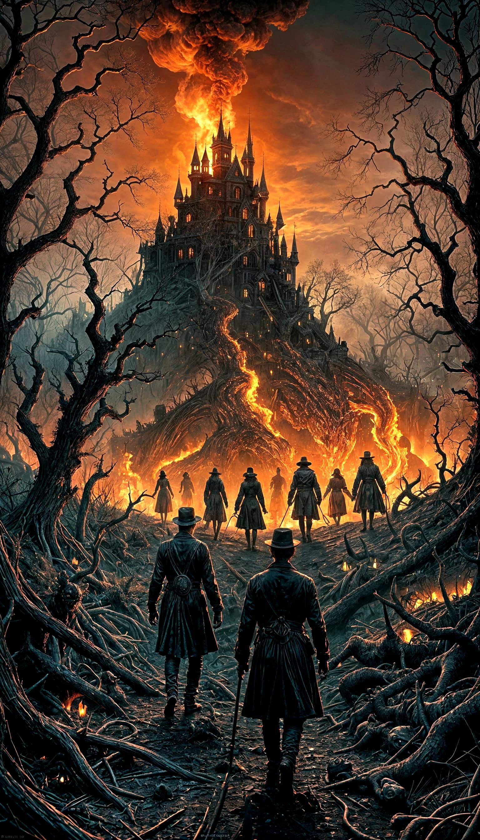 Nightmarish Disney Horror in Engraving Style