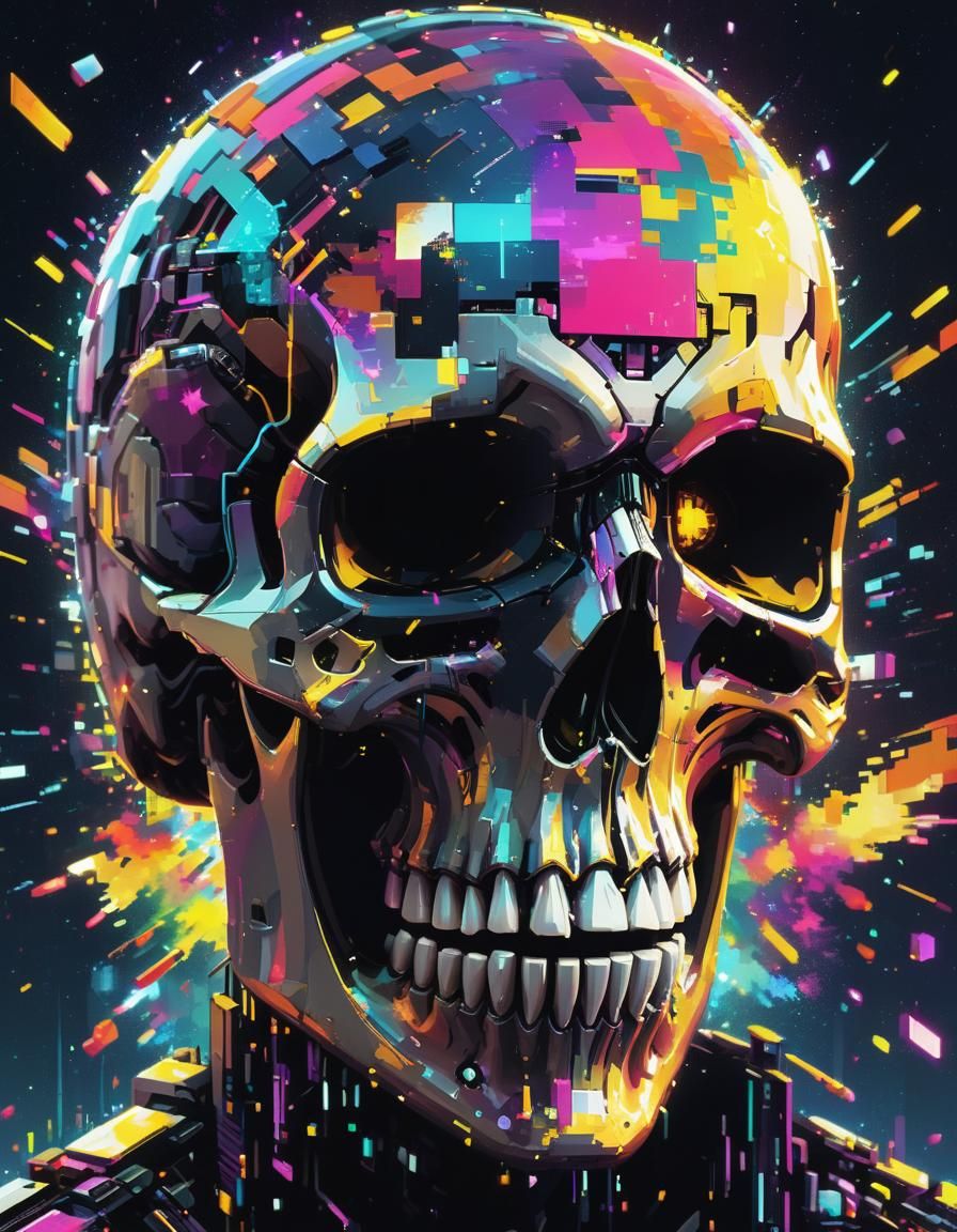 Pixelated Skull
