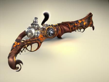 Steampunk Flintlock Rifle: Mechanical Marvel