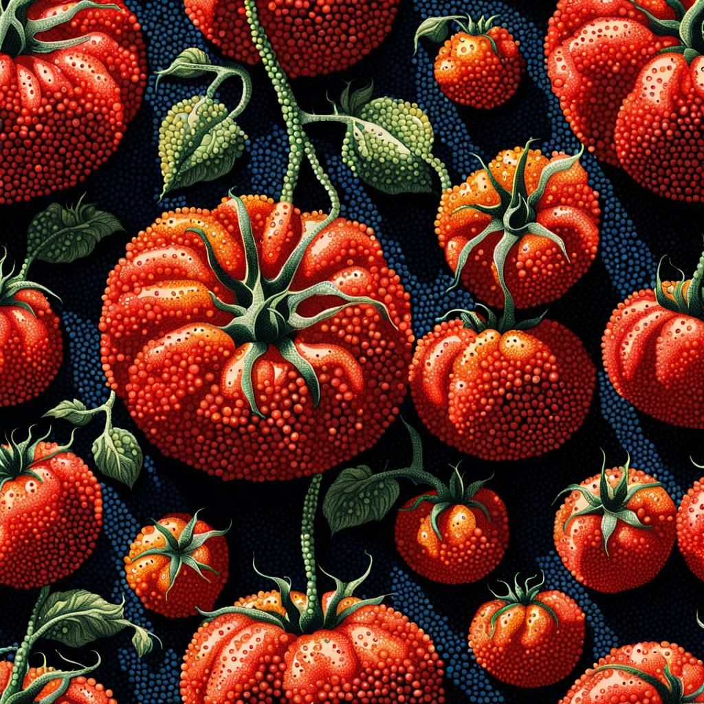 Pointillist Tomato Pattern: A Digital Art Masterpiece