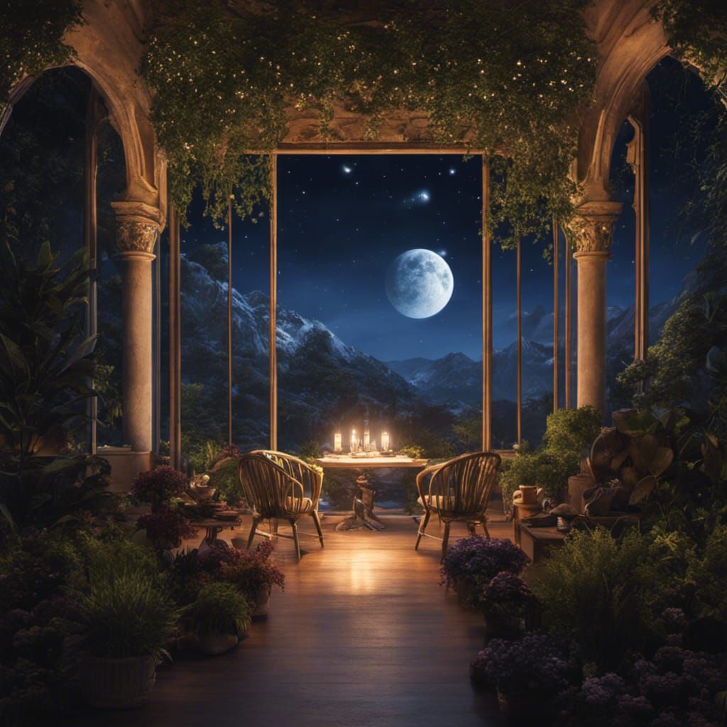 Lovers Kissing Under Starry Sky: Fantasy Concept Art