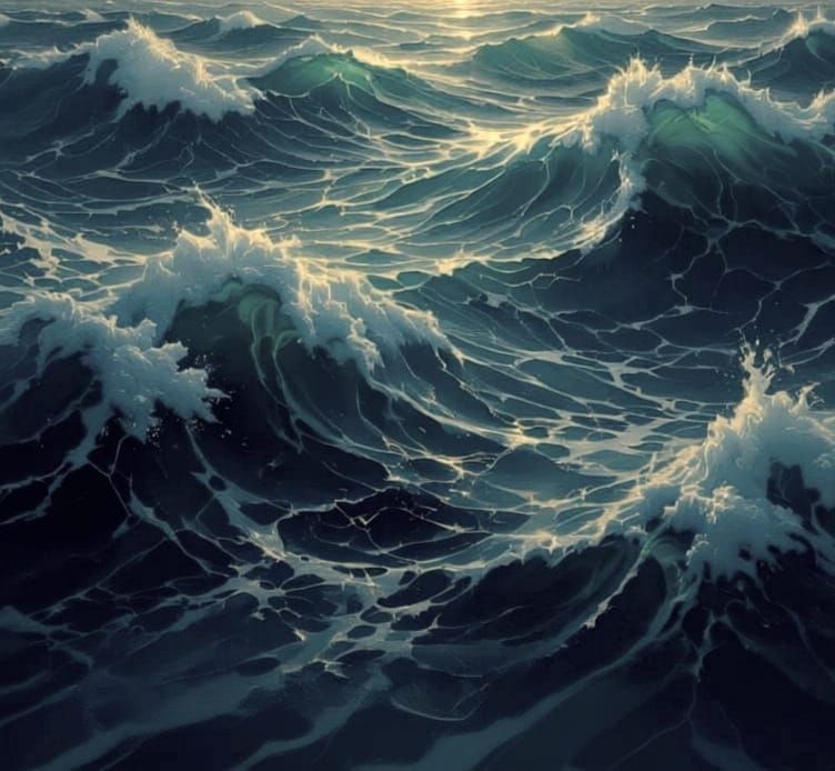 Dramatic Ocean Wave Landscape Seen From Above