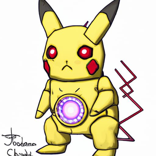 Cyberpunk Robot Pikachu in Neon Cityscape