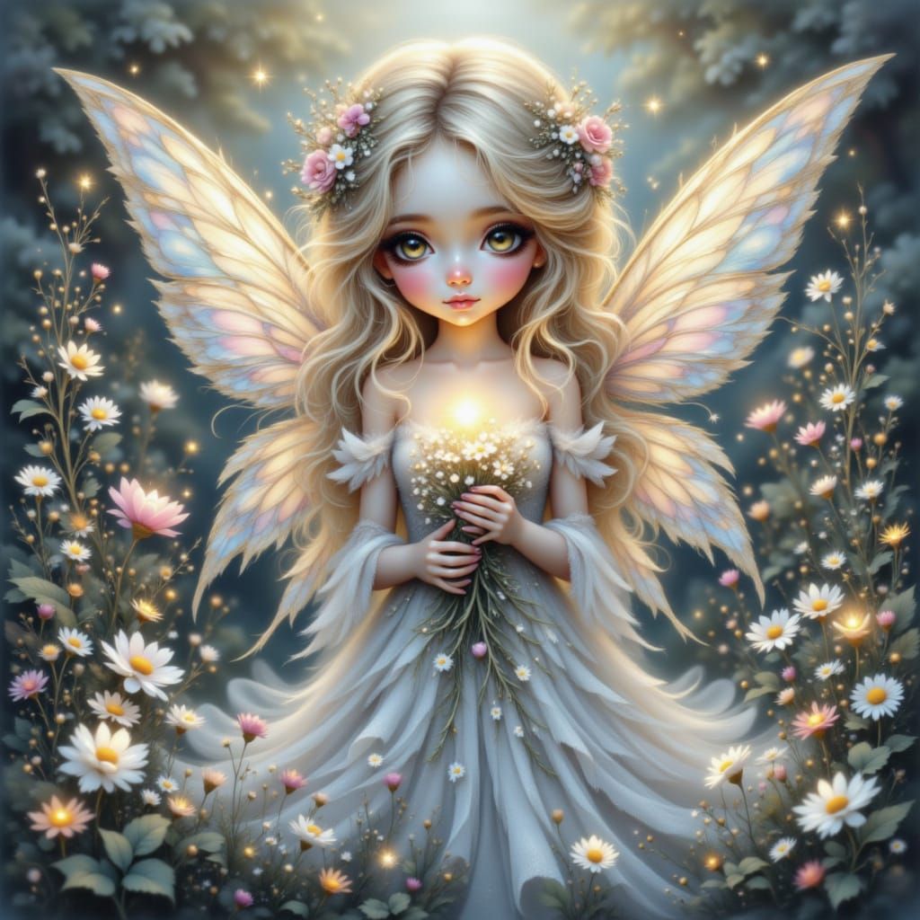 Beautiful faerie in a lush gardens