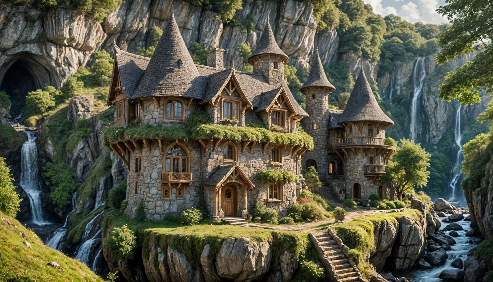 Ethereal Elven Castle Clings to Cliffside