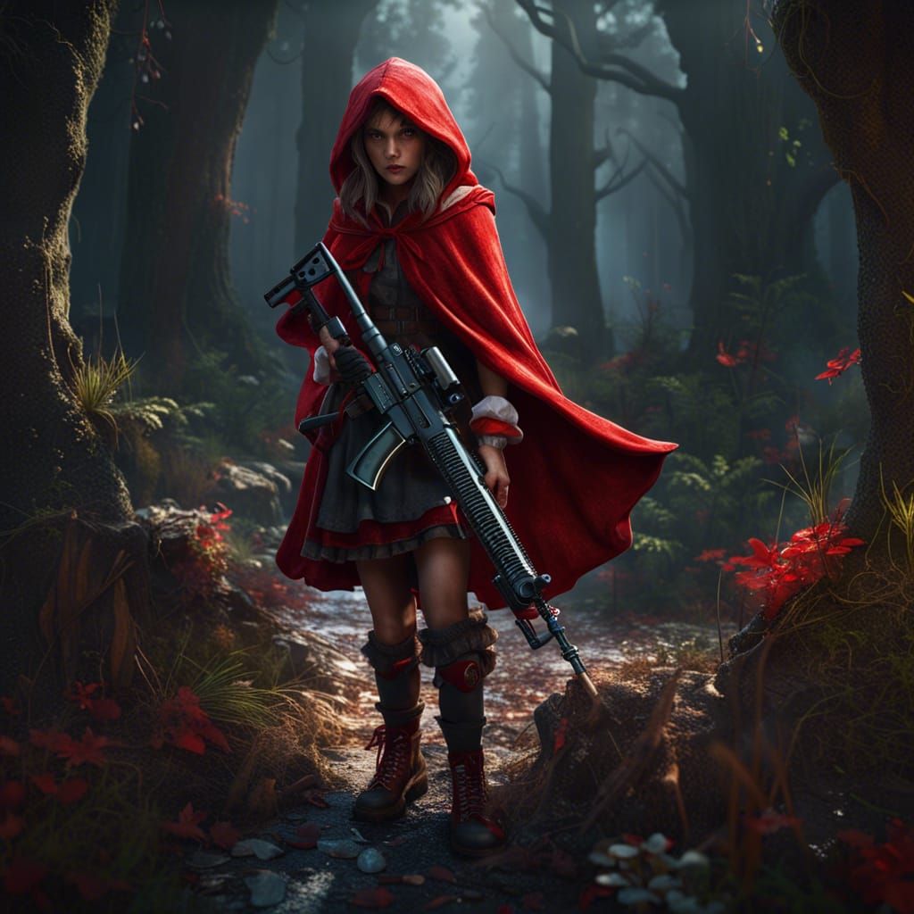 Little Red Riding Hood with M16 Rifle