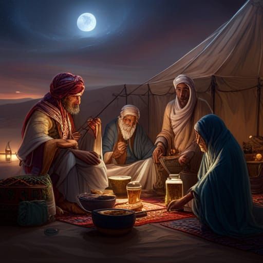 Bedouin Feast in Tent: Fantasy Concept Art
