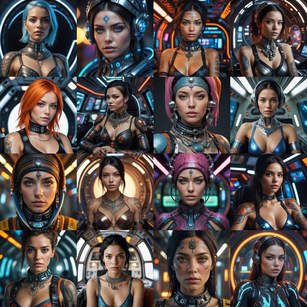 Glowing Cyberpunk Goddess in Futuristic Attire