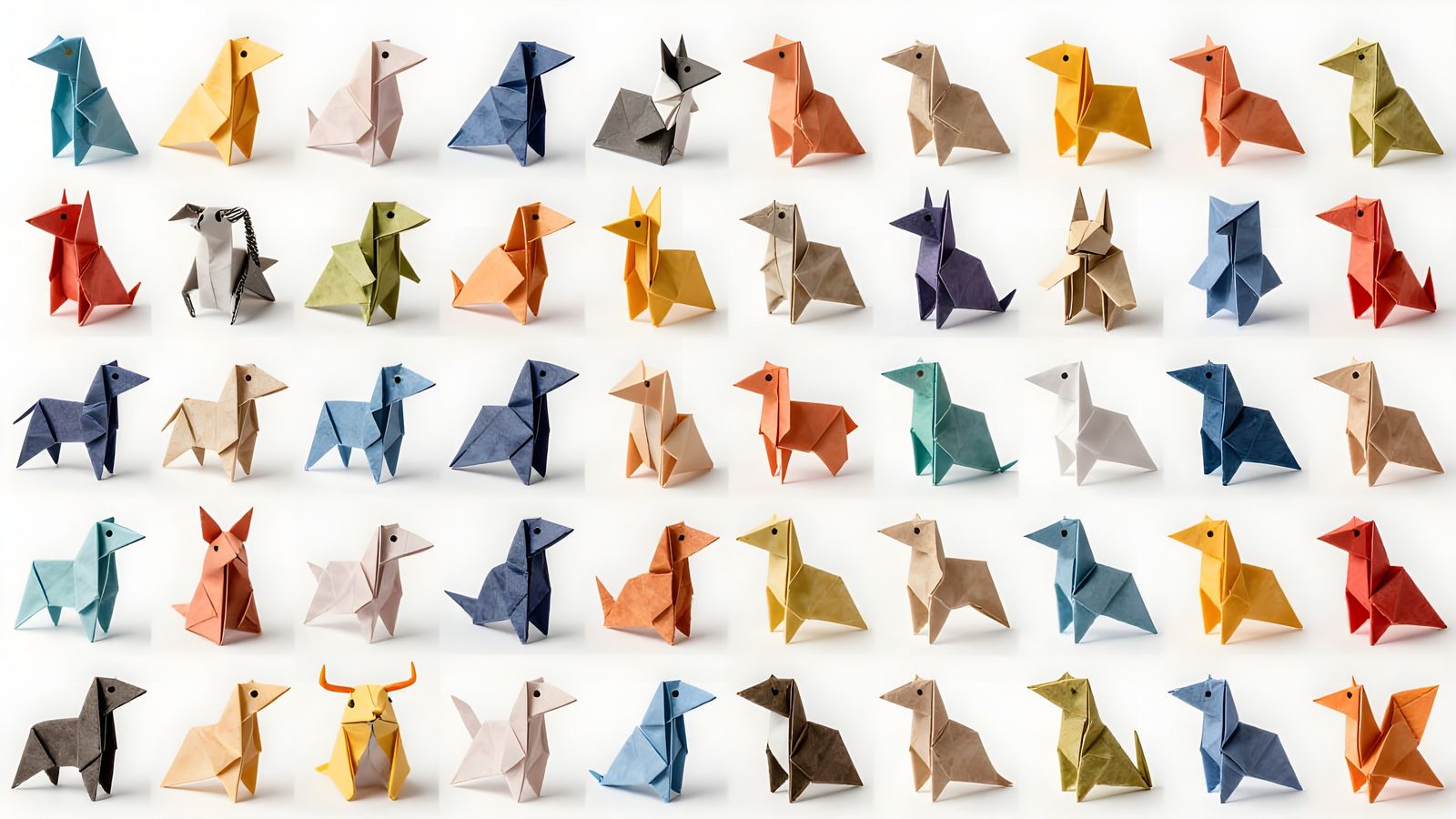 Vibrant Origami Animal Collage in Hyperrealistic Detail