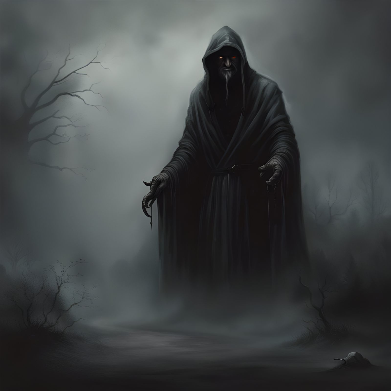 Dark Figure Emerges from Mist