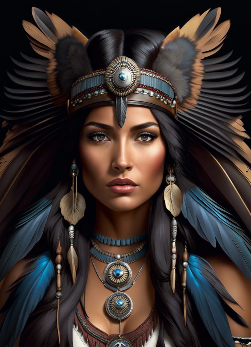 Wolf Princess with Raven Wings: Digital Matte Painting