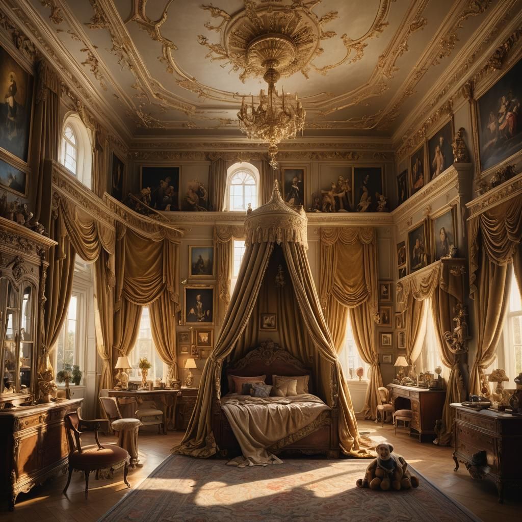 Girl's Versailles Bedroom in Hyperreal Academic Art