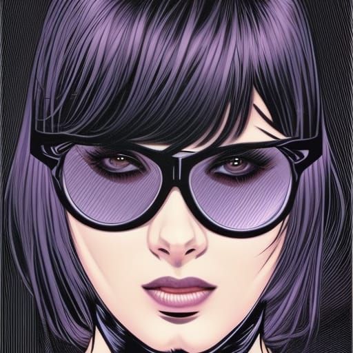 Stylish Woman with Mirrored Lenses in Comic Art