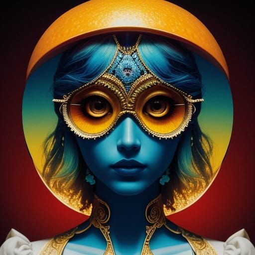 Surreal Goddess of Peace Blossoms Within a Mango