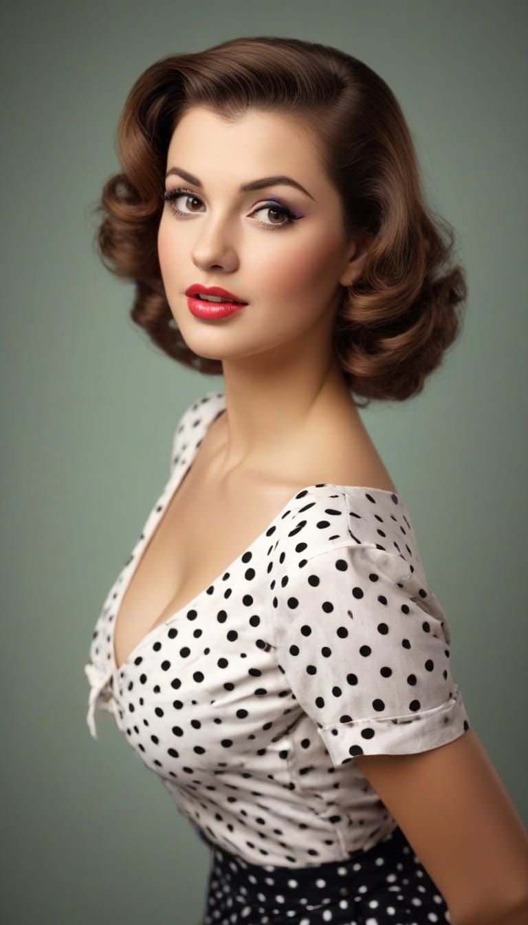 Glamorous Retro Pinup in Polka Dots