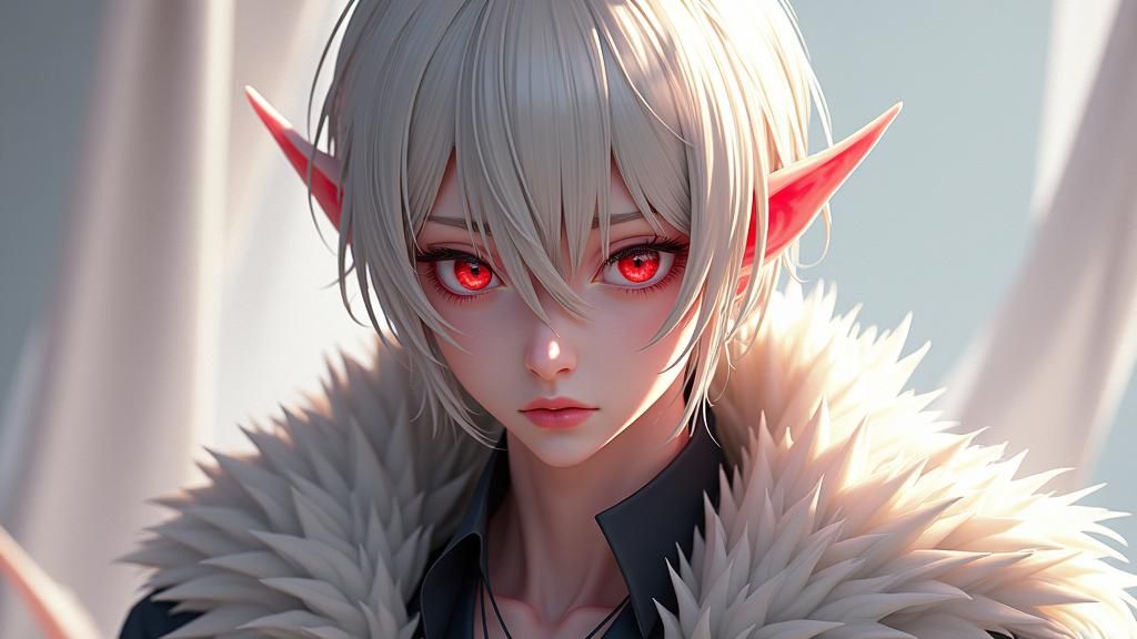 Platinum Haired Devil in 3D Anime Art Style