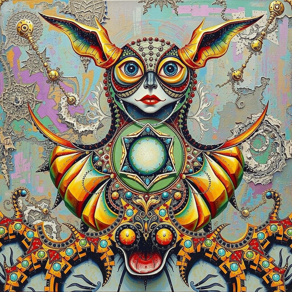 Vibrant Surrealist Masterpiece in Deep, Dark Colors