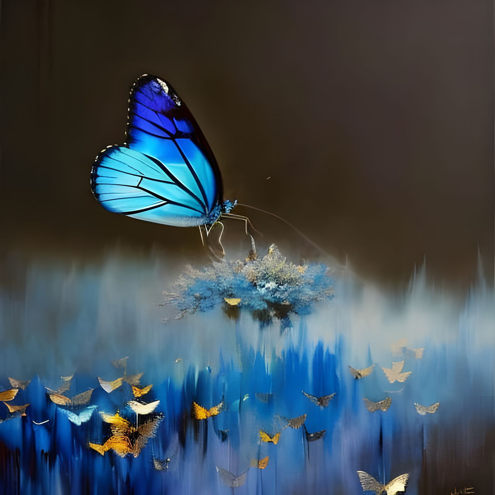 Blue scene with cikoria flowers (not in challenge)