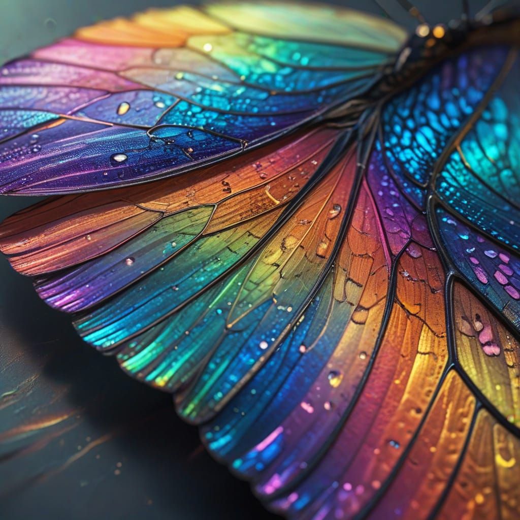 Rainbow Butterfly Wing Macro in Vibrant Digital Art