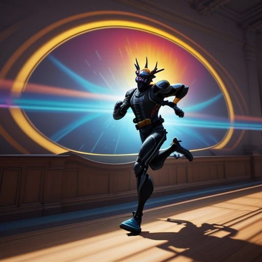 Pixar Style Animation of Person Running in Grand Hall