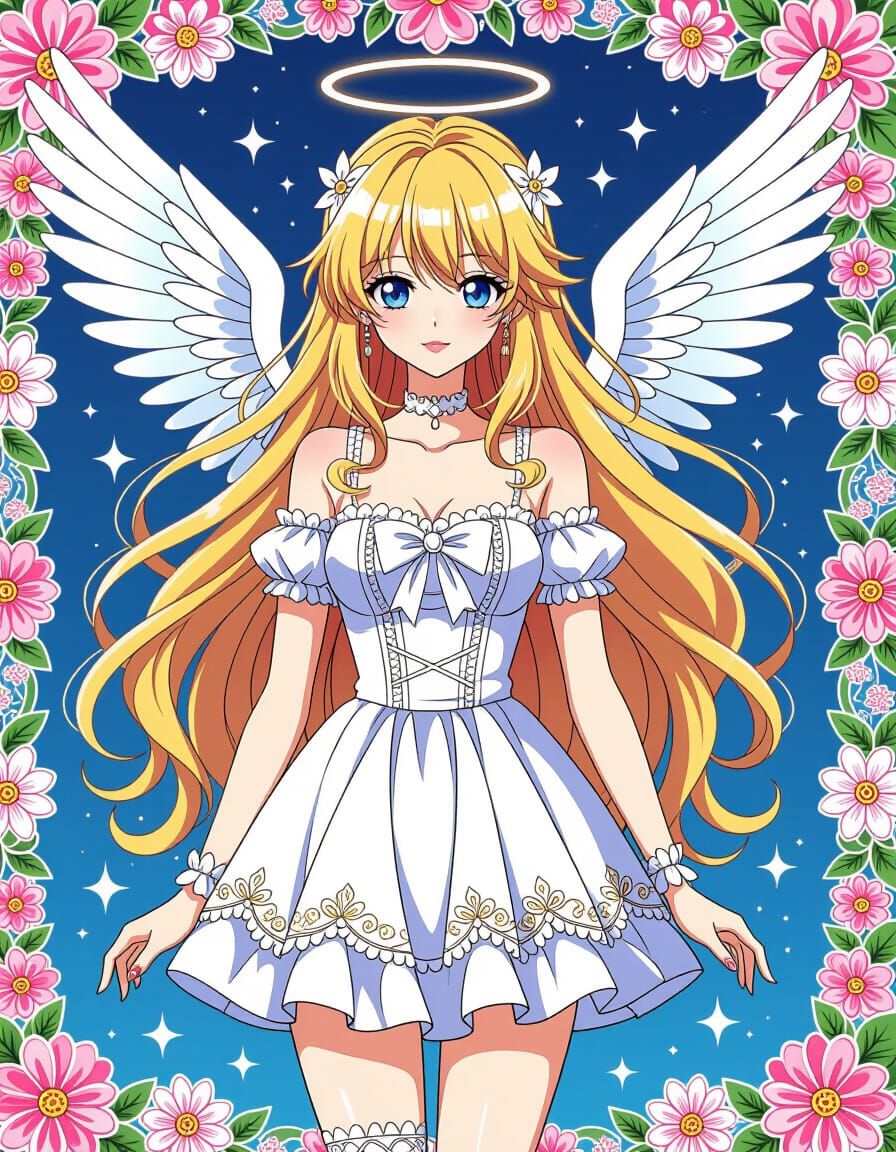 Angel Fashion Design in Anime Key Visual Style