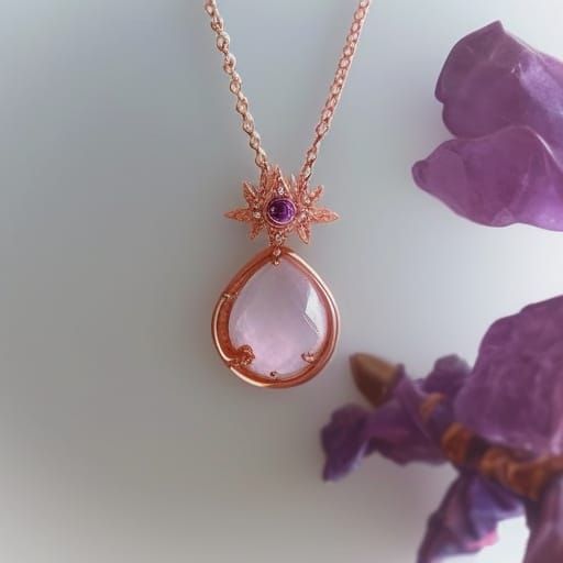 Ethereal rose gold necklace with pink Kunzite gemstone pendant with lilac accents& ethereal vibes& magical vibes& beauti...