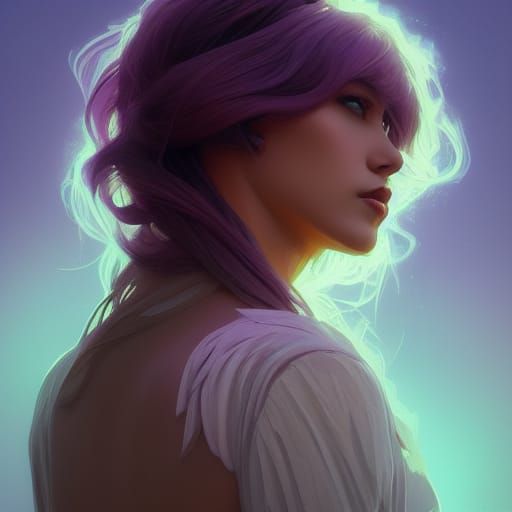 Llama and Lilacs Portrait in Art Nouveau Style