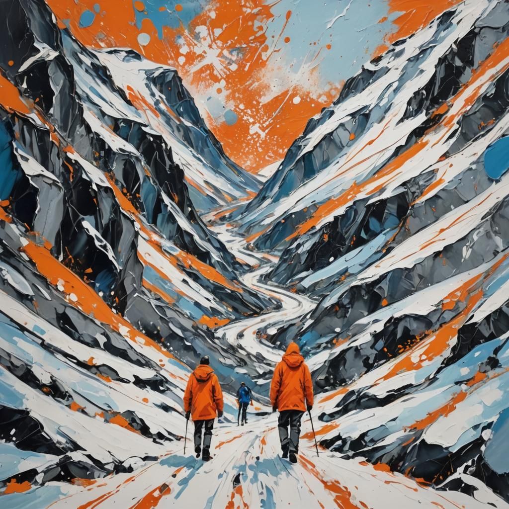 Splatter art, Scotland highlands in snow