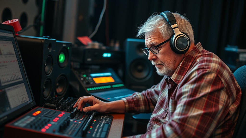 Overworked Audio Engineer Feeling Stressed and Tired