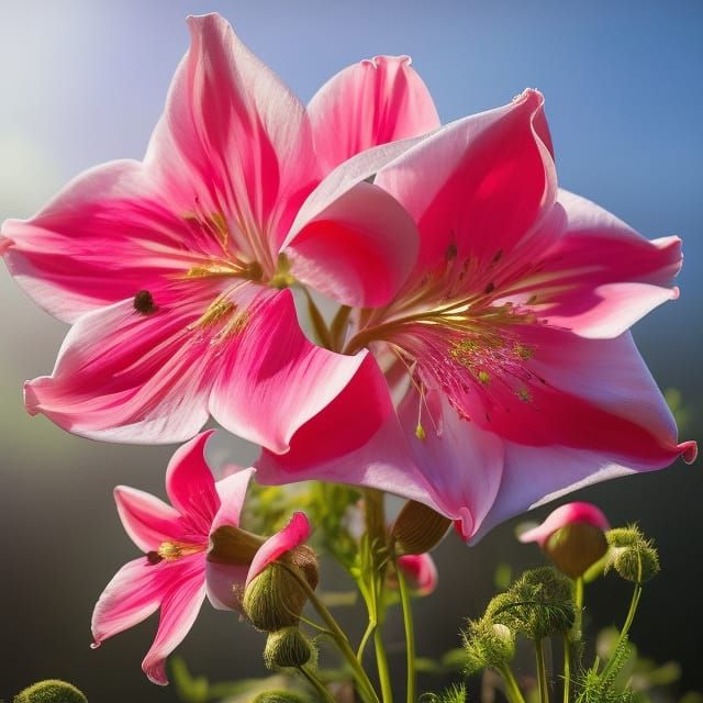 Surreal Amaryllis Flowers in Mystical Garden