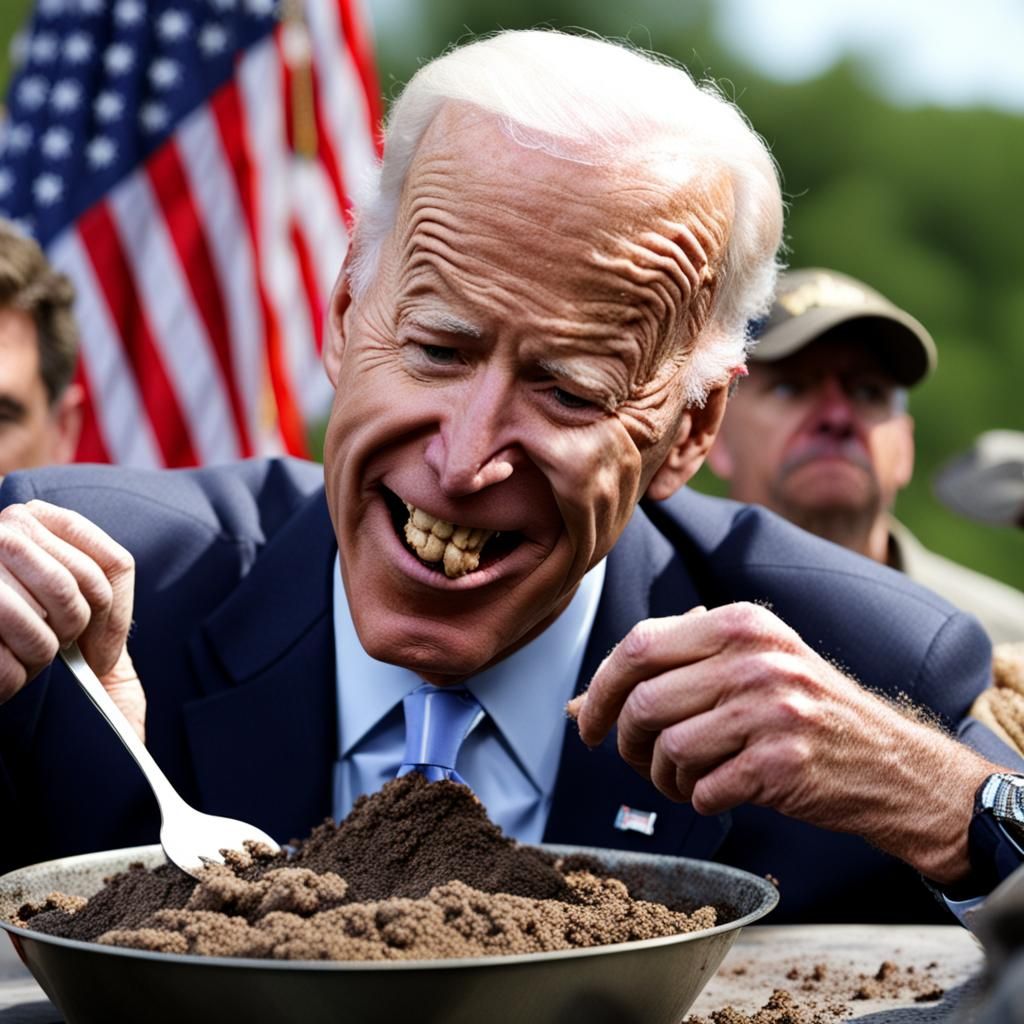 Satirical Image: Joe Biden Eating Manure