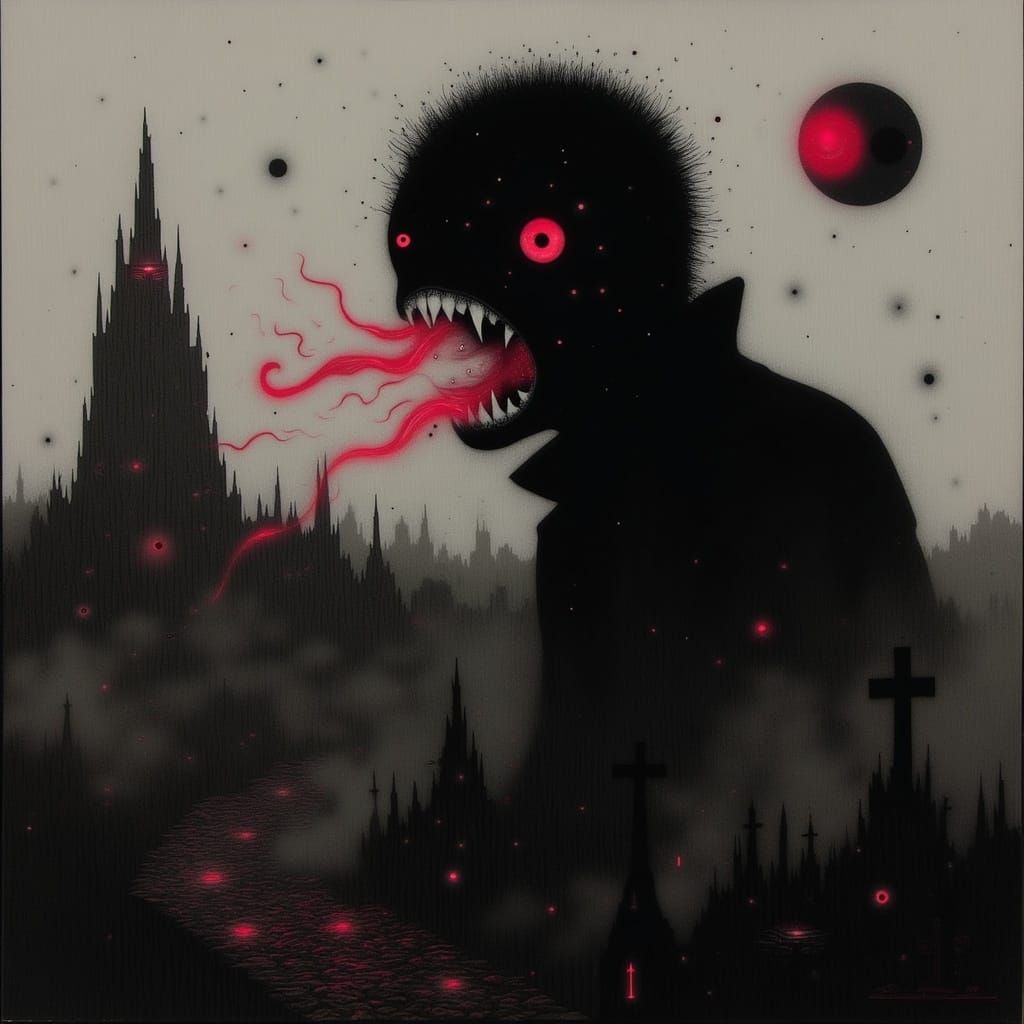 Vampire Fangs and Graveyard in Digital Matte Painting