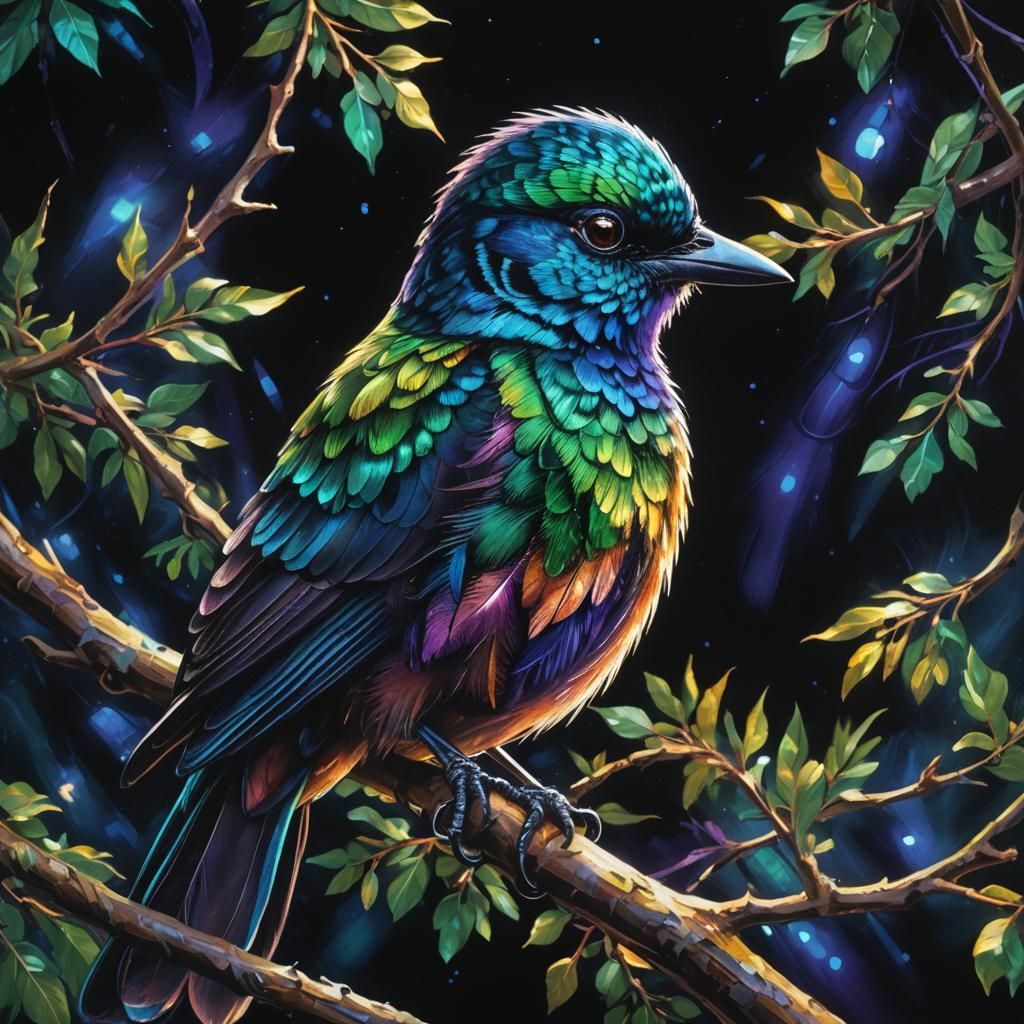 Shimmering Wild Bird in Vibrant Oil Painting
