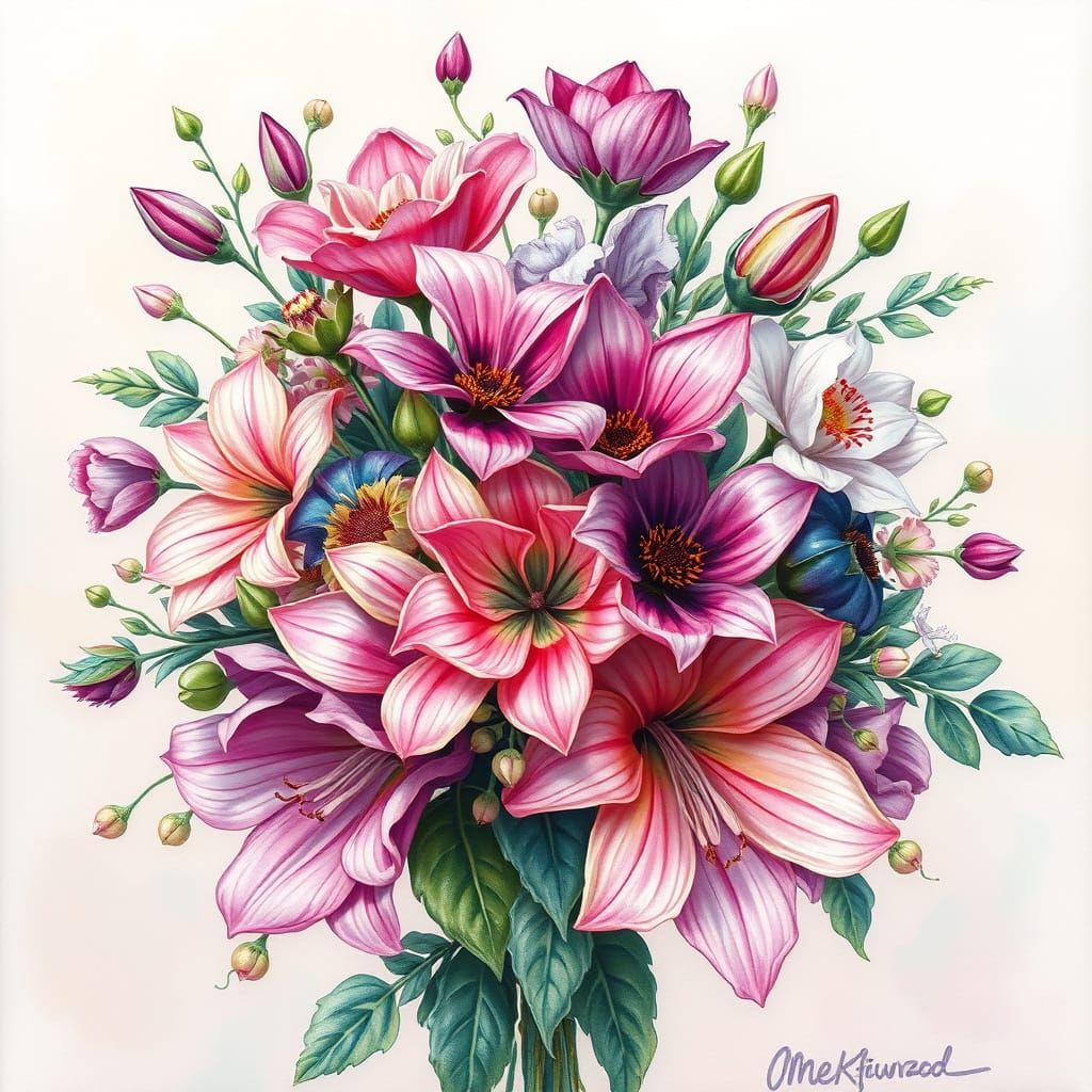 Hyperdetailed Floral Bouquet as Impressionist Painting