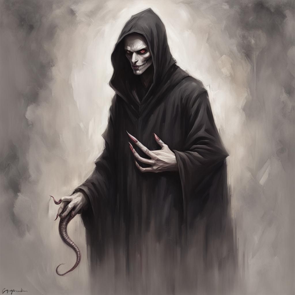 Sinister Man with Snake-like Features by Greg Rutkowski