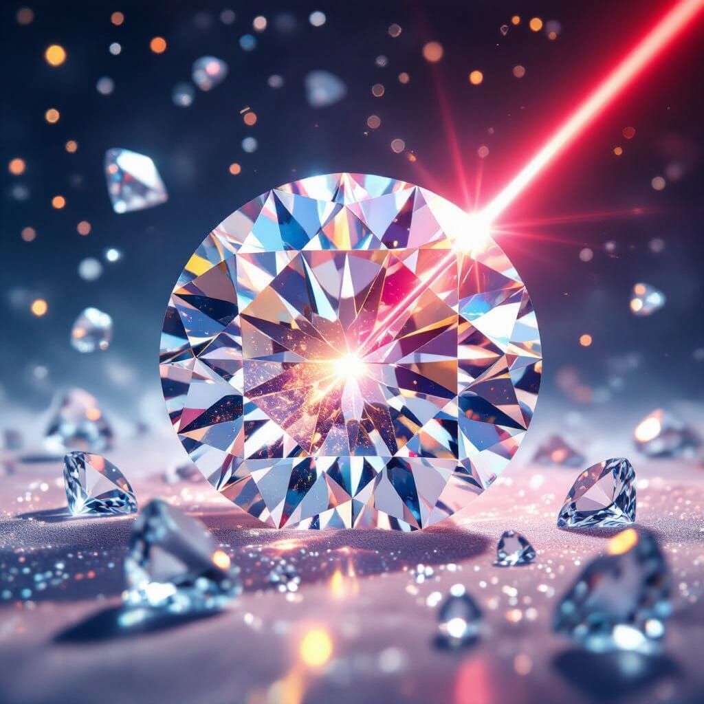 Diamonds Refracting Light with Galaxy Nebula Core