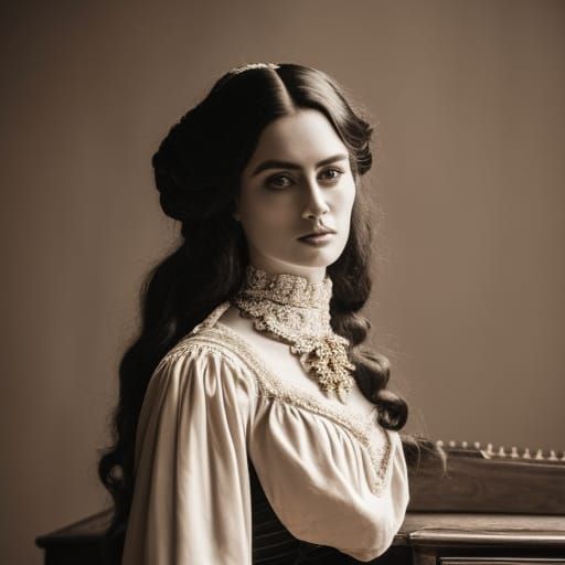Victorian Era Beauty in Sepia Photograph