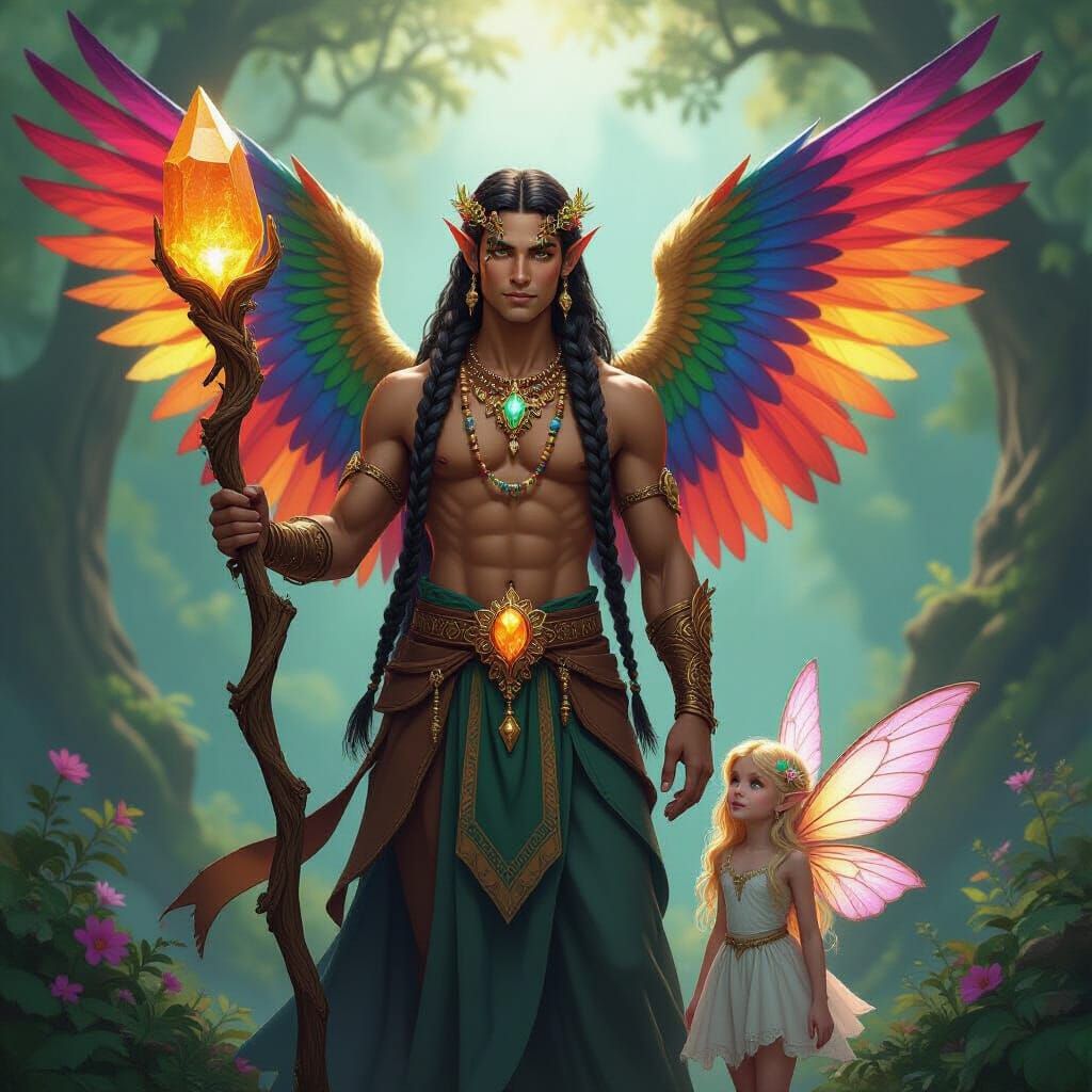 Guardian Angel and Fairy in Enchanted Grove