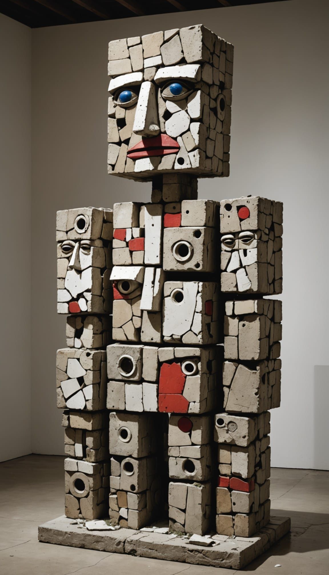 Unstable Totem Sculpture in Dubuffet Style