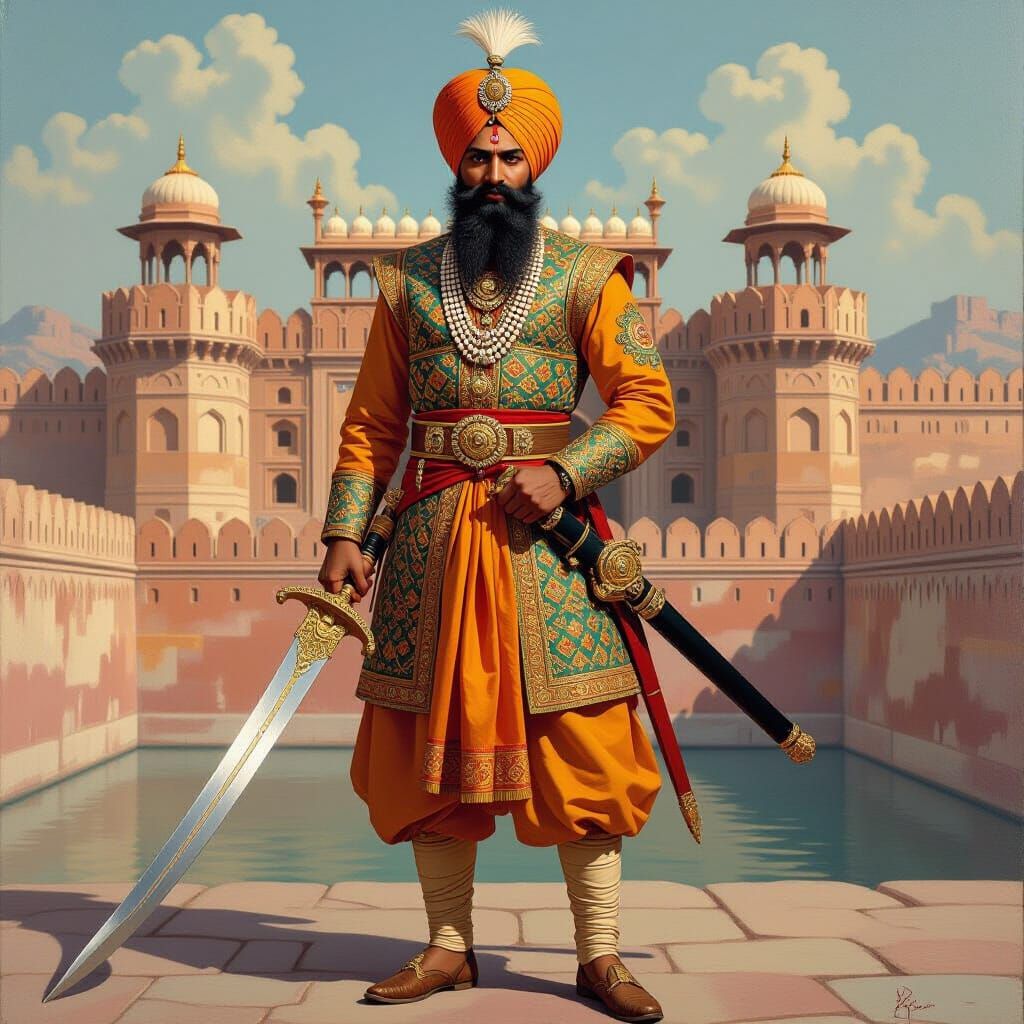 Banda Singh Bahadur: Sikh Warrior in Traditional Attire