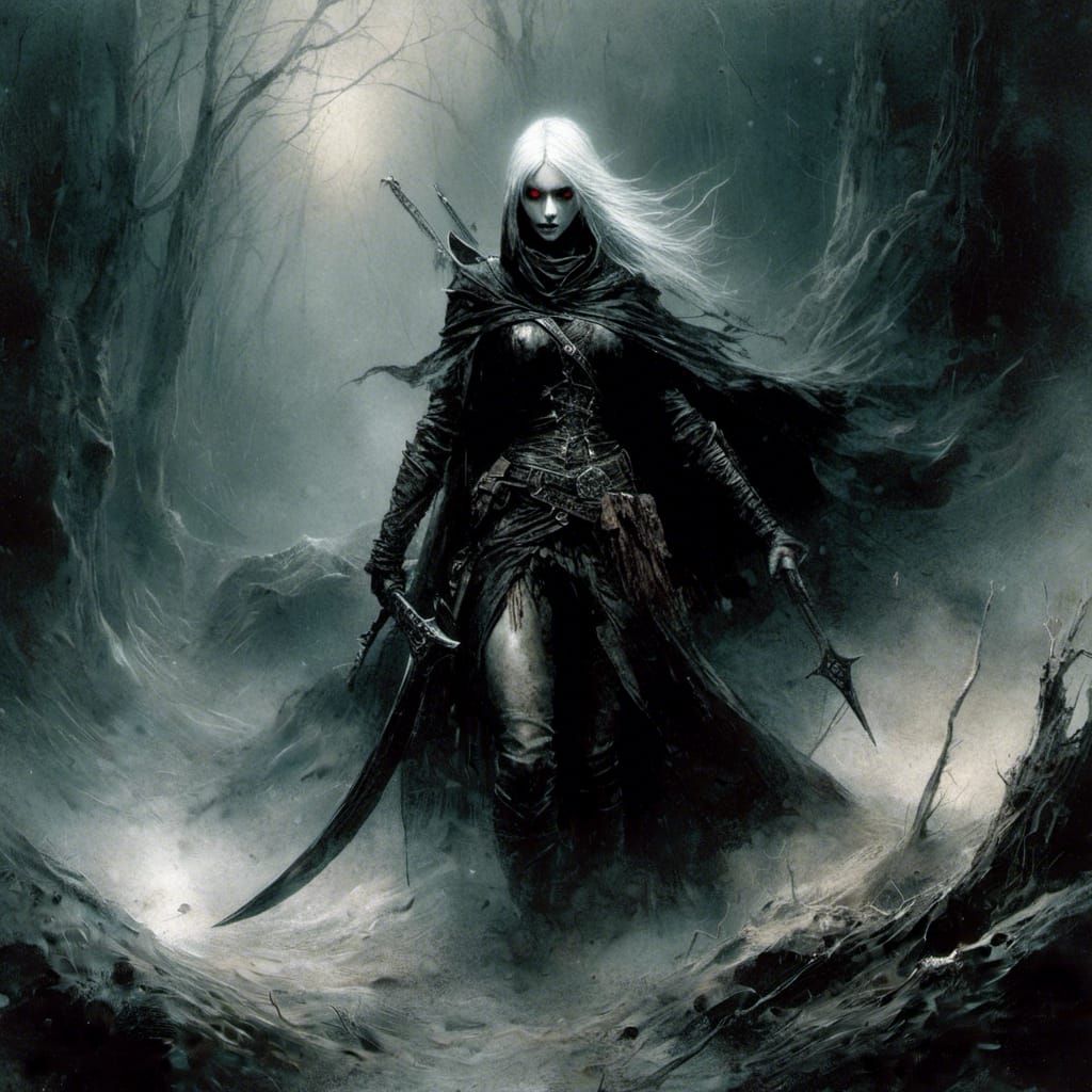 Drow Assassin in Dark Fantasy Style