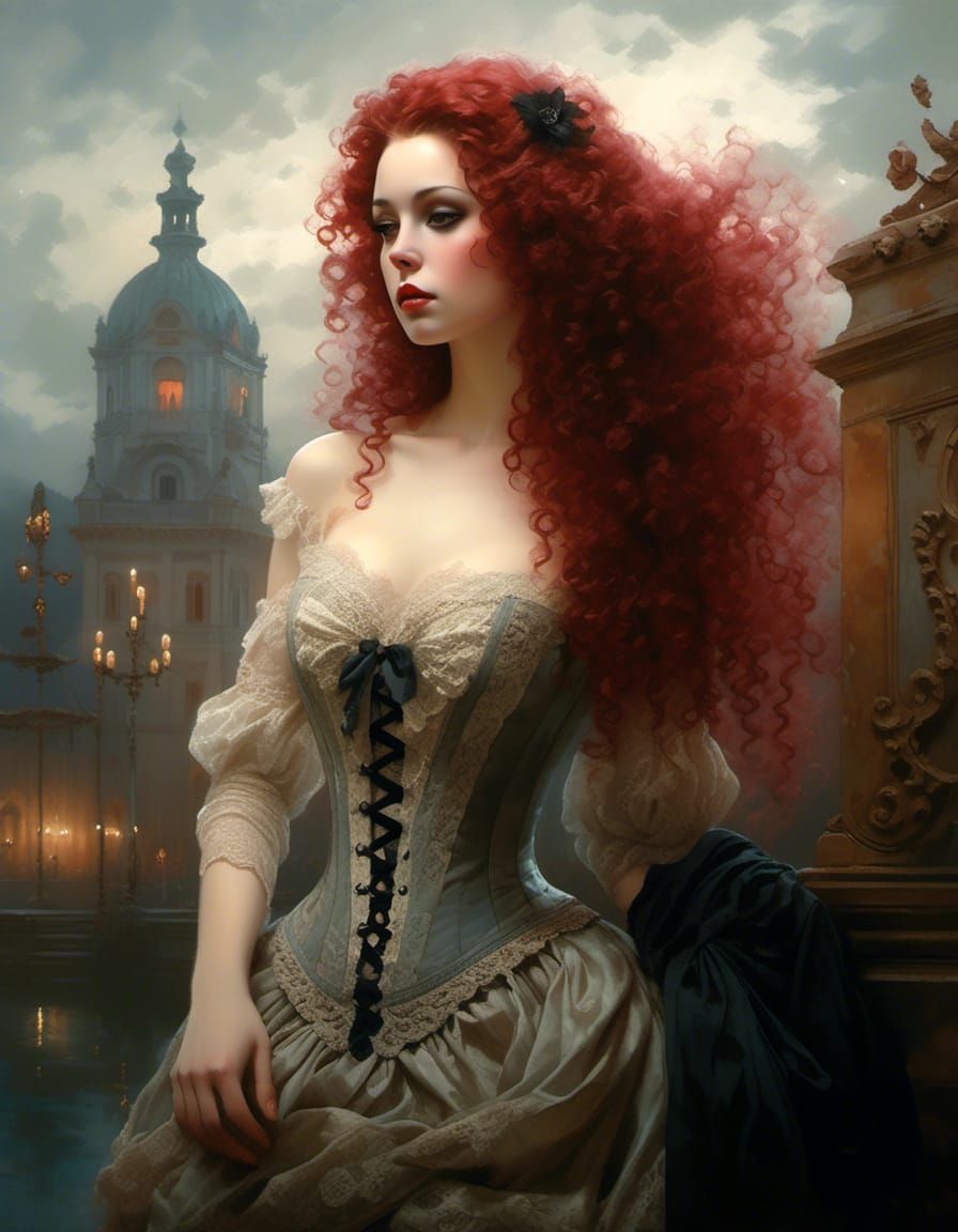 Rococo Portrait of a Lady in Velvet and Lace