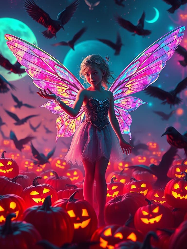 Fairy Conjures Magic in Retrofuturistic Landscape