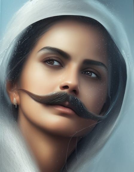 Beautiful woman with dignified moustache
