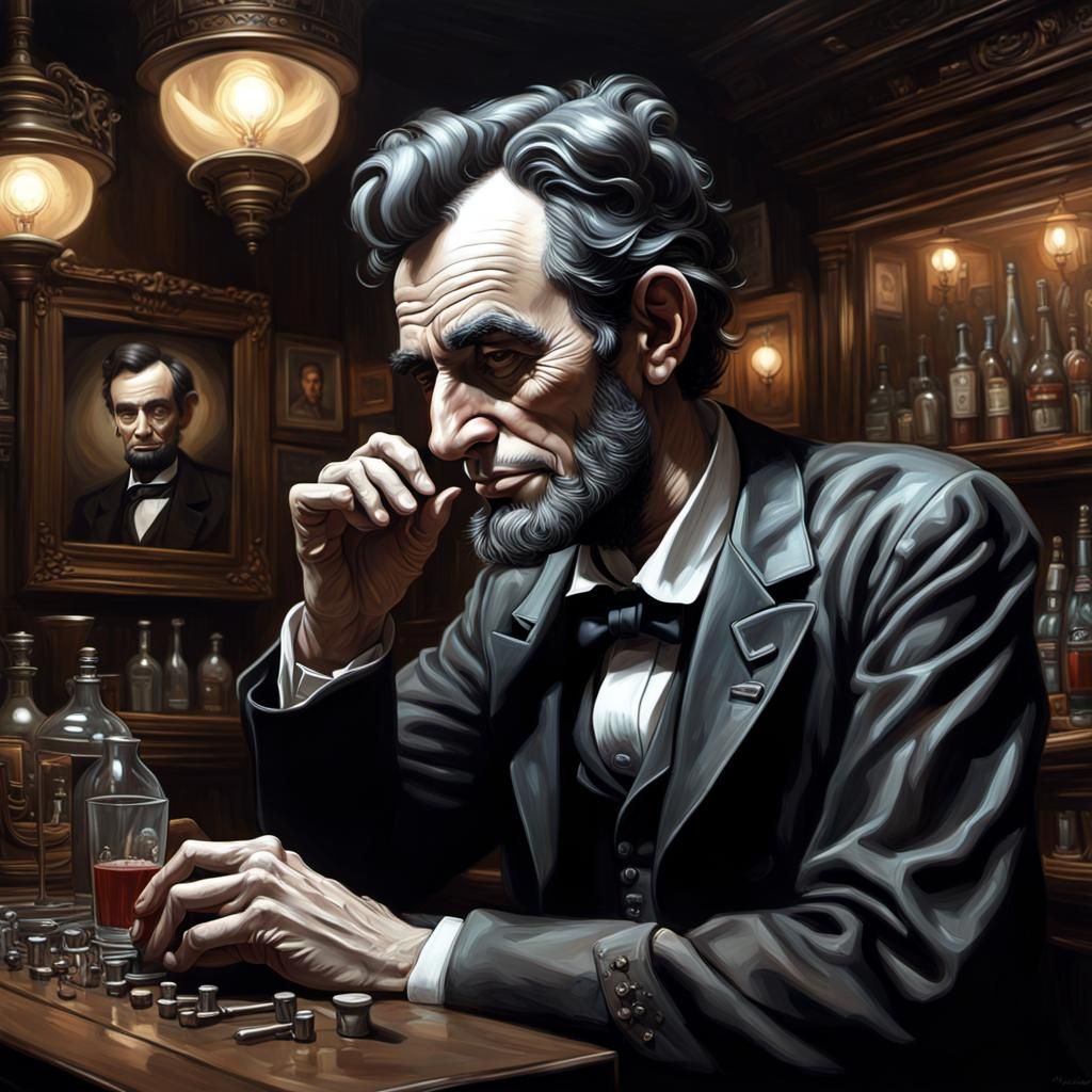 Lincoln as Jazzman in Giger Mucha Style